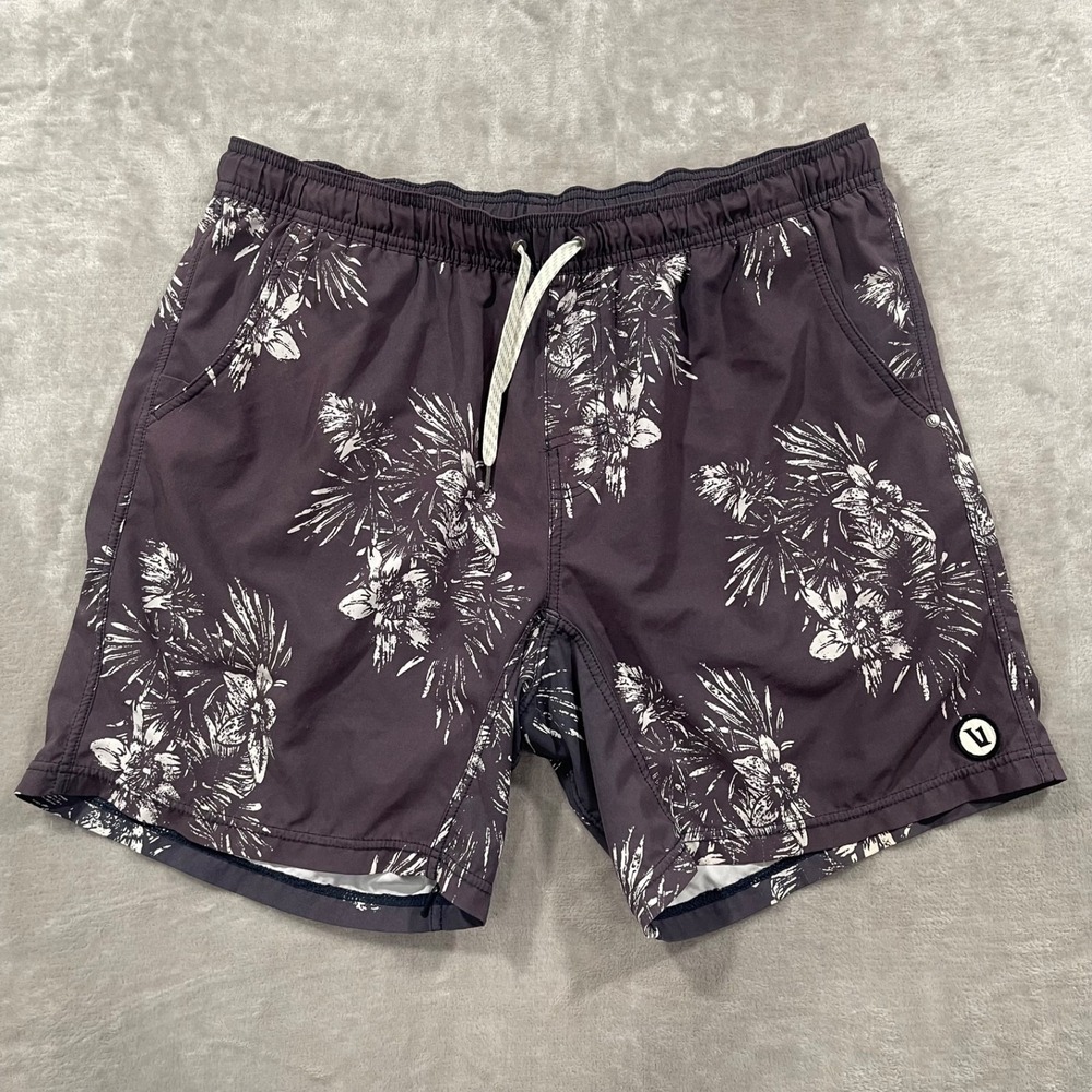 Vuori Kore Shorts Mens XL Black Floral Gym Pockets Polyester Elastic Waist